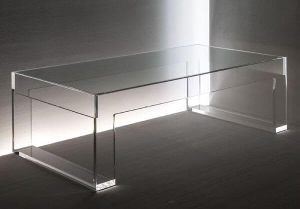 Acryl TV-Beistelltisch | Salontisch mit Glasauflage